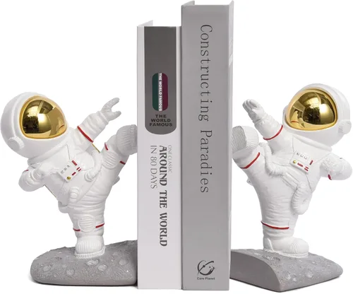 Miniatura 10 de Soporte para sujetalibros, sujetalibros de astronauta con temática del espacio exterior, figura de astronauta, topes decorativos para libros