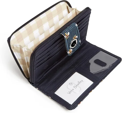 Miniatura 3 de Vera Bradley Cartera de algodón Turnlock para mujer con protección RFID
