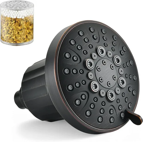 Miniatura 12 de BRIGHT SHOWERS Cabezal de ducha filtrado, cabezal de ducha fijo de alta presión para agua dura, filtro de doble medio que elimina el cloro