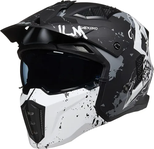 Miniatura 10 de ILM Medio casco de motocicleta de cara abierta 3/4 para hombres y mujeres, casco retro vintage con visera para ciclomotor, ATV, crucero, scooter