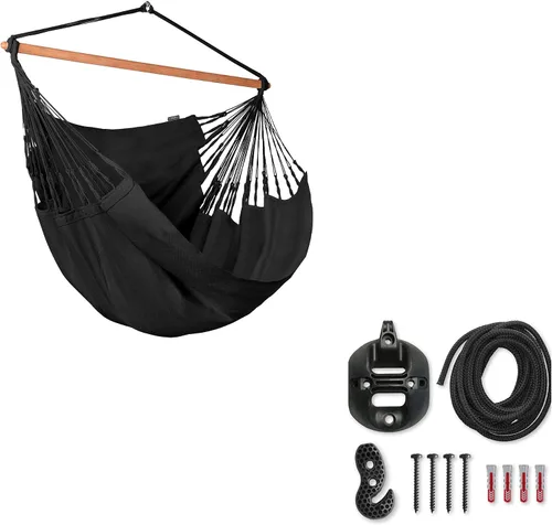 Miniatura 19 de La Siesta® XL King Habana - Hamaca colgante de algodón, para interiores y exteriores, silla colgante bohemia para dormitorio, patio, máximo 355