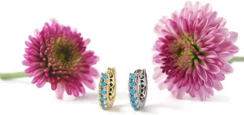 Miniatura 11 de Dainty Tiny Cutie - Aros de doble cara turquesa de 0.236 in hechos a mano, hipoalergénicos en Estados Unidos