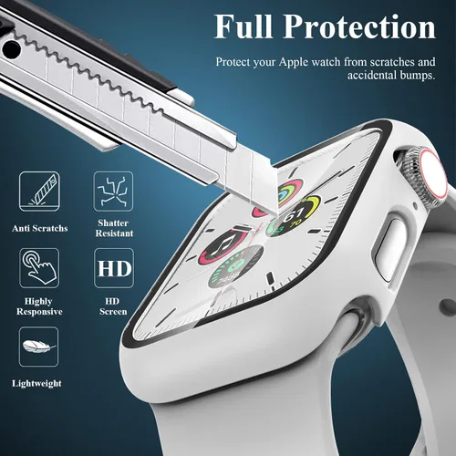 Miniatura 3 de Juego de 3 fundas compatibles con Apple Watch SE 3 Series 6/5/4 de 40 mm con protector de pantalla de vidrio templado, cubierta protectora