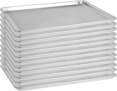 Miniatura 10 de BIEAMA Paquete de 12 bandejas para hornear de tamaño medio, bandeja comercial de aluminio para horno, congelador, panadería, hotel, restaurante, 13