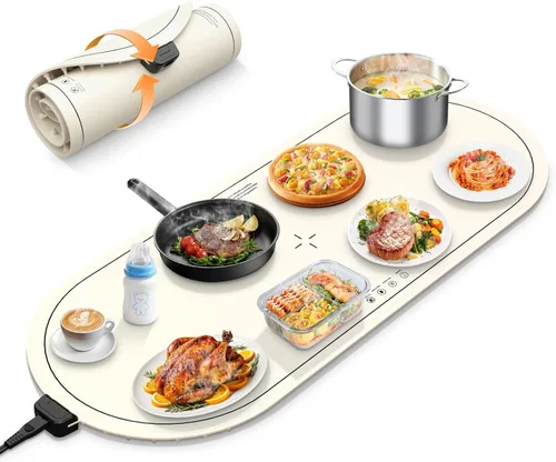 Miniatura 12 de Manta de calentamiento seenlast para alimentos con temporizador de temperatura ajustable, Manta de calentamiento de alimentos eléctrica de Gris
