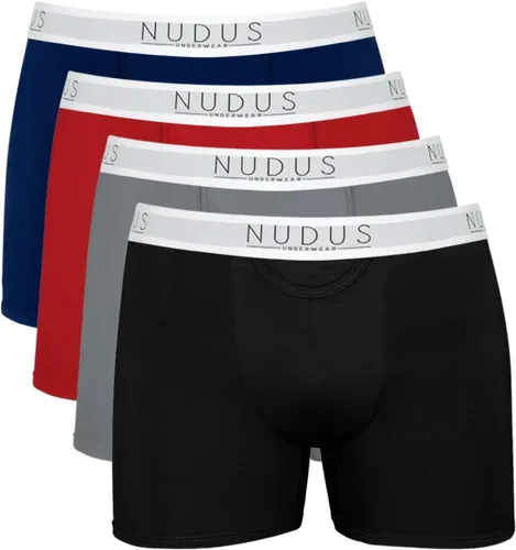 NUDUS Ropa interior de bambú y rayón para hombre, elegante, suave, con bragueta - Juego de 4 en caja de regalo