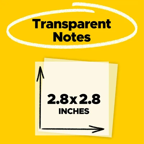 Miniatura 2 de Post-it Notas transparentes, 2.8 pulgadas x 2.8 pulgadas, notas adhesivas transparentes, suministros de regreso a la escuela, productos de oficina