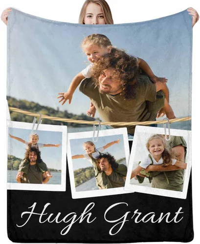 Miniatura 14 de Regalo para papá de hija manta personalizada con fotos, manta suave personalizada, regalo de cumpleaños para papá, manta del mejor papá del mundo