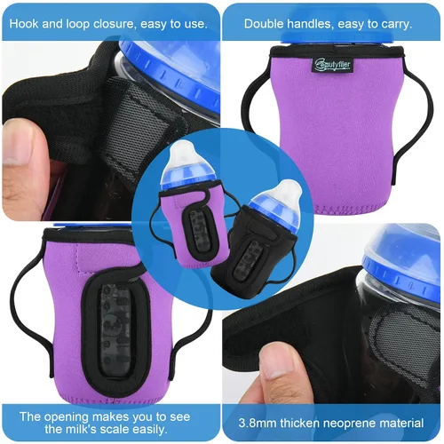 Miniatura 3 de Beautyflier Glass Baby Bottle Sleeve Covers for 9oz Nature Baby Bottles with Dual Handle, 3.8mm Thicken Heat and Cold Retention Baby Bottle Sleeve