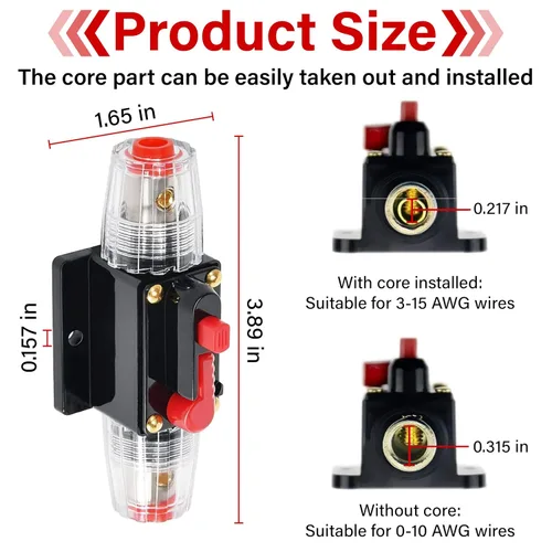 Miniatura 2 de Disyuntor de 30 Amperios con Reinicio Manual Fusible en Línea, 12V-48V DC para Audio de Automóvil Barco Marino Motor de Pesca Curricán Protección