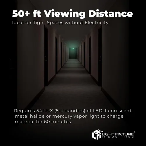 Miniatura 5 de LFI Lights PA1R50 - Señal de salida fotoluminiscente con certificación UL 924 de 50 pies, letras rojas, marco negro, plástico rígido, de un solo 1