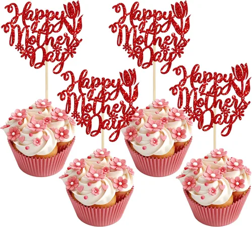 Miniatura 10 de Gyufise 1 paquete de decoración para pastel del día de la madre, la mejor mamá del mundo, con flores de mariposa, decoración de pastel de cumpleaños