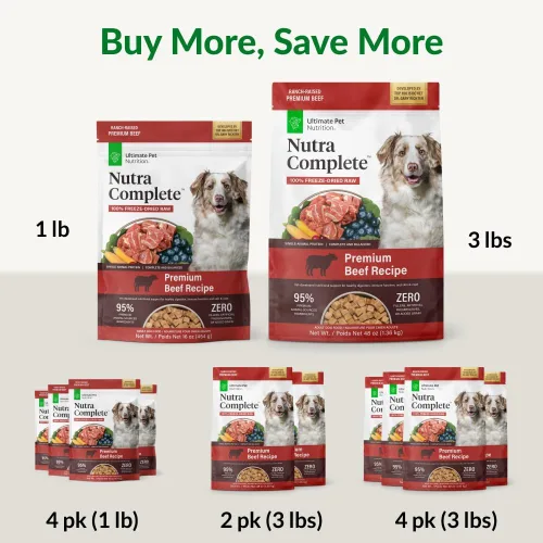 Miniatura 6 de ULTIMATE PET NUTRITION Nutra Complete - Alimento para perros 100% liofilizado crudo formulado por veterinarios con antioxidantes, prebióticos