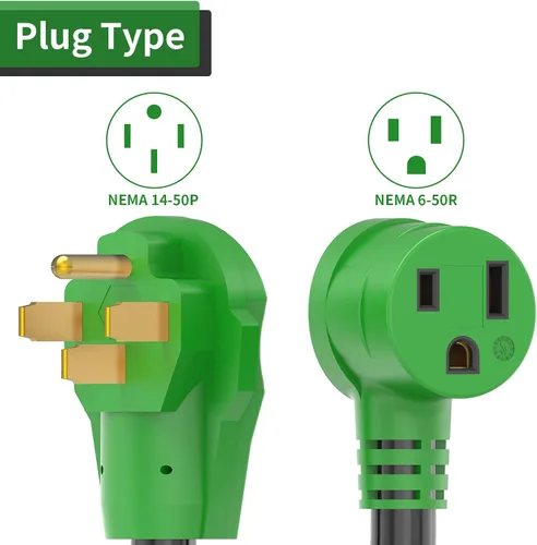 Miniatura 2 de RVGUARD Cable adaptador para soldador de 12 pulgadas, NEMA 14-50P a 6-50R, adaptador de soldador de 50 amperios, verde