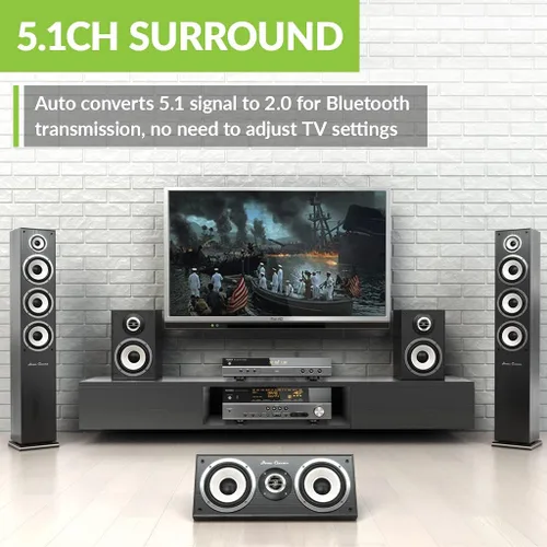 Miniatura 3 de Avantree Orbit - Transmisor de Audio Bluetooth 5.0 para TV con Soporte de Paso de Sonido Envolvente 5.1, Clase 1 de Largo Alcance, Pantalla LED