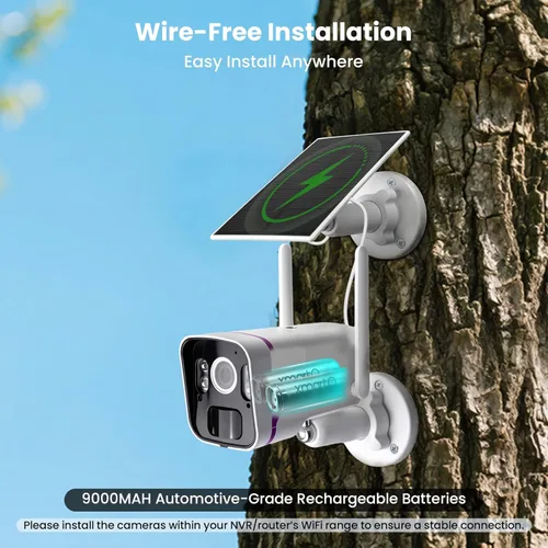 Miniatura 2 de xmartO Sistema de cámara de seguridad solar inalámbrico, 10CH 4K expandible WiFi6 NVR+4* 4MP 2K cámaras para exteriores, todo tipo de clima, audio