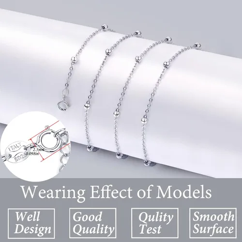 Miniatura 4 de Collar de cadena de plata de ley 925 para mujeres y hombres, de 0.059 pulgadas, delicado, ajustable, largo, delgado, cadena de serpiente, cadenas