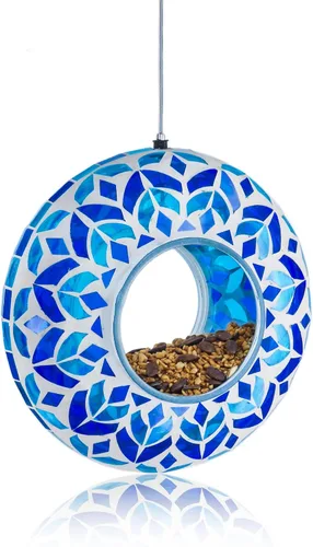 Miniatura 12 de Lily's Home Comedero Colgante de Mosaico de Vidrio de 15 Cm para Pájaros al Aire Libre Comedero Grande para Pájaros con Paso para Volar