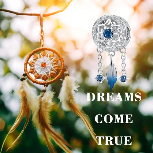 Miniatura 6 de Abalorio de cristal con diseño de atrapasueños espirituales y plumas colgantes para pulsera Pandora