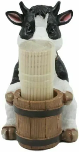 Miniatura 3 de Granja Bovine Holstein Vaca Madera Barril Palillos Titular con palillos de dientes