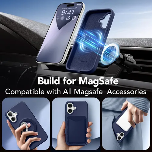 Miniatura 957 de GONEZ Funda de silicona para iPhone 15 Pro Max, compatible con Magsafe, protector de cámara + protector de pantalla, forro de microfibra suave