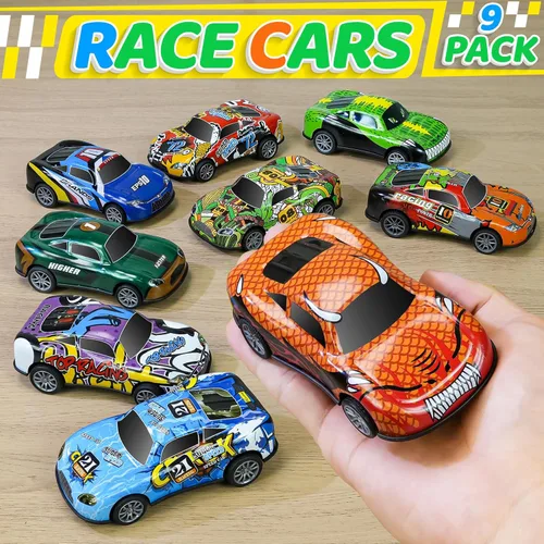 Miniatura 2 de Coches de carreras de metal de 4.2 pulgadas, paquete de 9 unidades, juguetes de auto para niños, niñas, niños de 2, 3, 4, 5, 6, 7 años, recuerdos