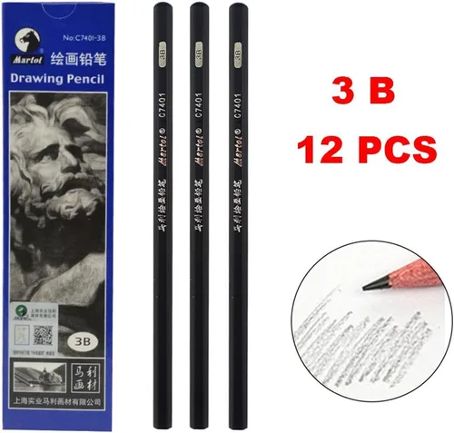 Miniatura 2 de Lápices de bocetos, pinturas artísticas, lápices de madera, lápices profesionales, 12 piezas (3B)