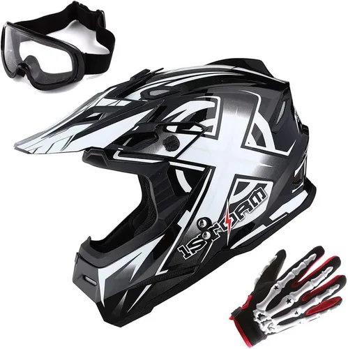 Miniatura 9 de 1Storm - Casco de motocross para adultos, BMX, MX, ATV, Dirt Bike, motocicleta cuádruple de cuatro ruedas, estilo de carreras, HF801 Sonic Blue
