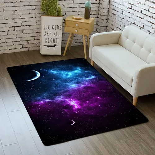 Miniatura 18 de Alfombra de espacio exterior para habitación de niños, 3 x 5 pies, alfombra Galaxy para dormitorio de niños, suave, antideslizante, sistema solar