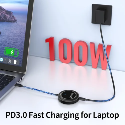 Miniatura 2 de Unitek Adaptador de dongle inalámbrico con pantalla HDMI con puerto de carga PD3.0 de 100 W, transmisor de duplicación inalámbrico USB C portátil