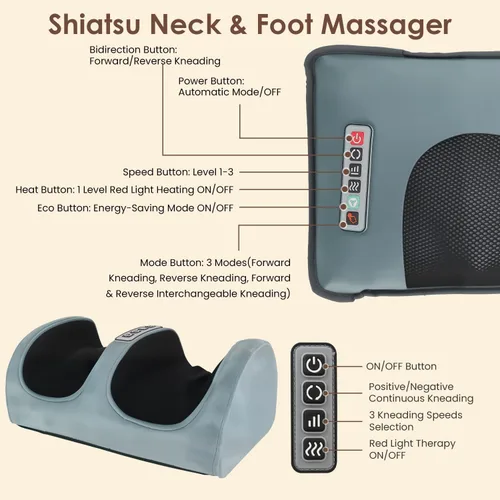 Miniatura 8 de Alfombrilla de masaje de cuerpo completo con calor y almohada masajeadora de espalda Shiatsu movible y masajeador de pies, almohadilla de colchón