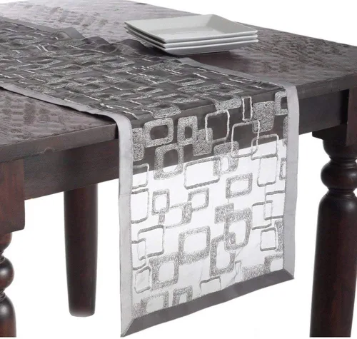 Miniatura 7 de Fennco Styles Juego de 4 manteles individuales bordados con diseño geométrico, traslúcido, 13 pulgadas de ancho x 19 pulgadas de largo, juego de 4