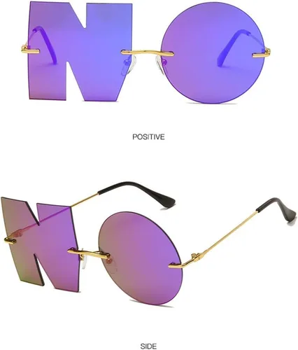 Miniatura 3 de ENTHYI Gafas de sol irregulares sin montura del diseño de la letra NO del partido para los hombreslas mujeres UV400 Streetwear Eyewears