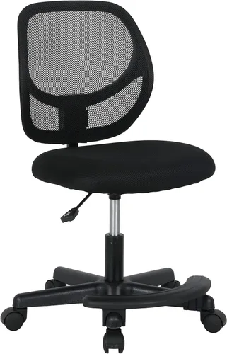 Amazon Basics Silla de escritorio giratoria de malla de altura ajustable con respaldo bajo y reposapiés, silla con ruedas para una movilidad suave,