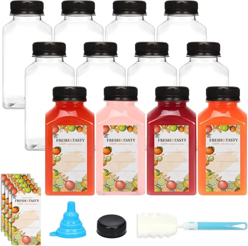 Miniatura 25 de TOMNK 12pcs 2oz Plastic Shot Juice Bottles with Caps, Reusable Clear Bulk Beverage Containers for Ginger Shot, Juice, Milk and Other Beverages
