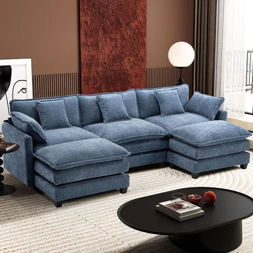 Miniatura 42 de Ihanherry - Sofá de nube de 3 plazas en L, modular, de asiento profundo, para sala de estar, cómodo cojín de asiento tapizado de doble capa, tela