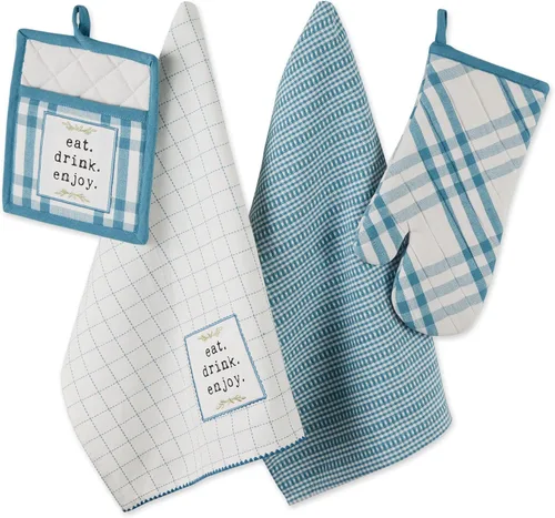 Miniatura 15 de DII Home Sweet Farmhouse Kitchen Collection, manoplas de horno, juego de toallas de cocina, color rojo granero, 4