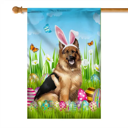 Miniatura 24 de Beagle Happy Easter Day Holiday Flag Funny Dog Wear Bunny Ears Headband Cute for Home Decor (12" x 18") USA Garden Flag Premium Decorative Yard