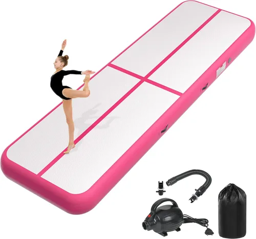 Miniatura 12 de Colchoneta inflable de gimnasia de 6, 10, 13, 16, 20 pies, 4/8 pulgadas de grosor, con bomba de aire eléctrica para uso doméstico, entrenamiento