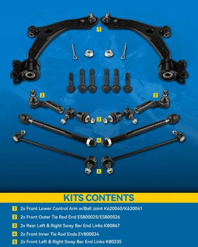 Miniatura 2 de PHILTOP Kit de suspensión delantera de 10 piezas, brazos de control inferiores con juntas de bola, eslabones de extremo de barra estabilizadora