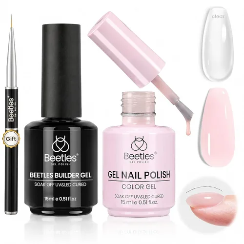 Miniatura 8 de Beetles Gel Constructor para Uñas, 3 Piezas de Gel Constructor de Uñas Transparente con Base y Capa Superior para Fortalecimiento de Uñas