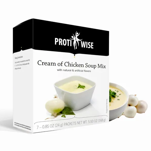 ProtiWise® Mezcla de sopa de crema de pollo | Alta proteína 0.53 oz | Baja en calorías, baja en carbohidratos, cero grasa, apta para dieta