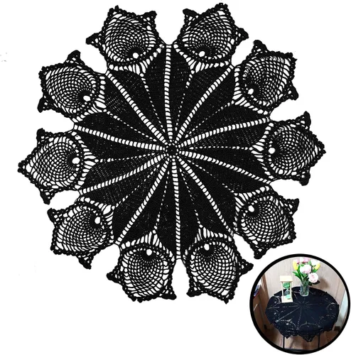 Miniatura 16 de Manteles individuales de encaje de flores de tulipán hechos a mano para mantel de cocina (1 unidad, 31 a 32 pulgadas, verde manzana)