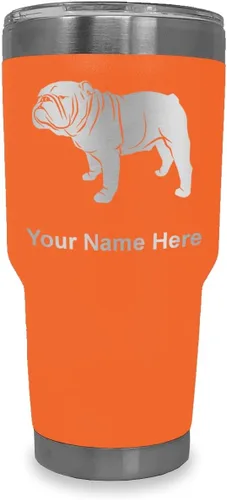 Miniatura 9 de LaserGram Vaso aislado al vacío de 20 onzas, Bulldog Dog, grabado personalizado incluido (negro)