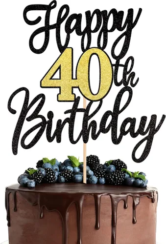Miniatura 27 de 1 pieza de decoración para pastel de feliz cumpleaños número 30, negro dorado con purpurina, brindis por 30 años, palillo para pastel de cumpleaños