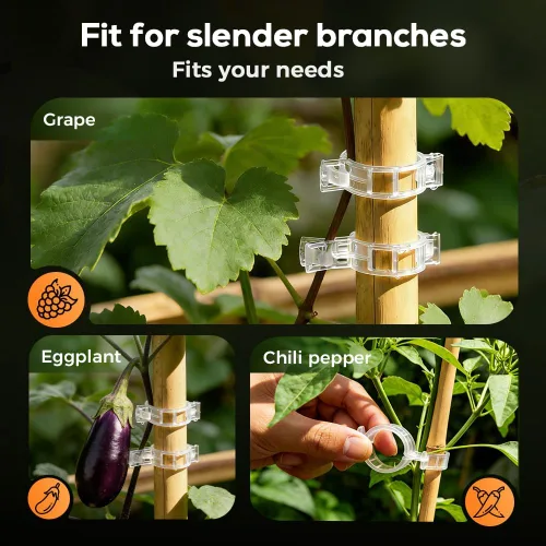 Miniatura 4 de Clips de soporte para plantas, clips de tomate mejorados 2026 para plantas trepadoras, clip de jardín de plástico reutilizable para tallos de uva