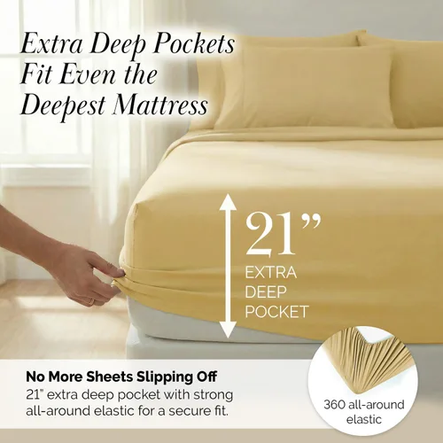 Miniatura 221 de Southshore Fine Living, Inc. Juego de 7 piezas de sábanas King divididas para cama ajustable, juego de sábanas King divididas con bolsillo de 21