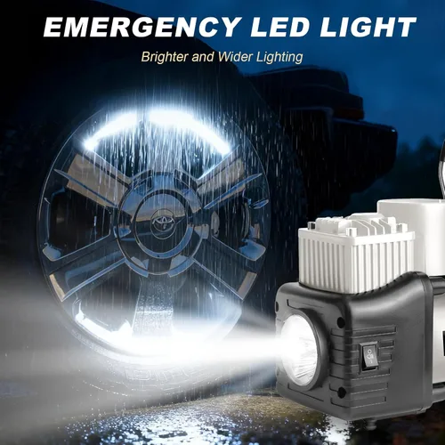 Miniatura 5 de Inflador de Neumáticos Portátil Compresor de Aire Plateado, Bomba Automática de Doble Cilindro de Alta Resistencia, Compresor de Aire Portátil