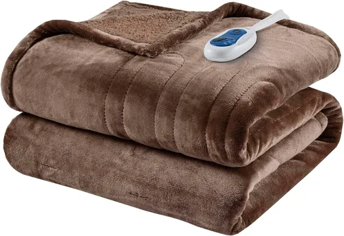 Miniatura 12 de Beautyrest Manta térmica, manta eléctrica, suave, cálida y reversible, manta térmica Sherpa para oficina, sofá, 3 ajustes de calor, apagado