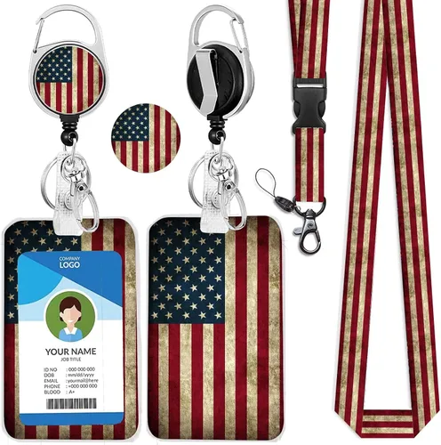 Miniatura 29 de Cordones azul bebé para llaves Portador de Insignias, Carrete de Insignias Retráctil con Clip de Mosquetón y Cordón Desmontable, Linda Tarjeta
